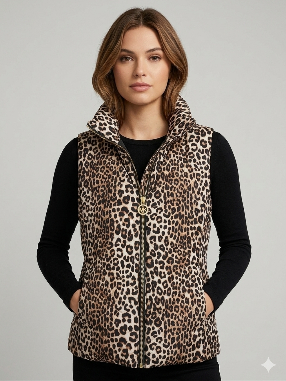 Michael Kors Animal Print Puff Vest size Small NWT